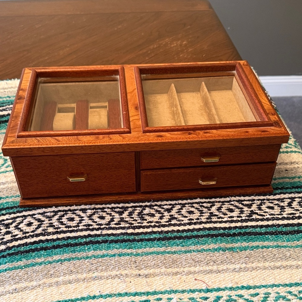 Elegant Wooden Jewelry Organizer with Glass Top - Picture 1 of 7